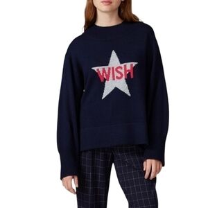 Victor Alfaro Navy Blue Oversized Silver Star “Wish” Sweater XL